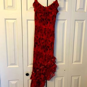 Sexy Red Soft Silky Slip on Strap Dress
